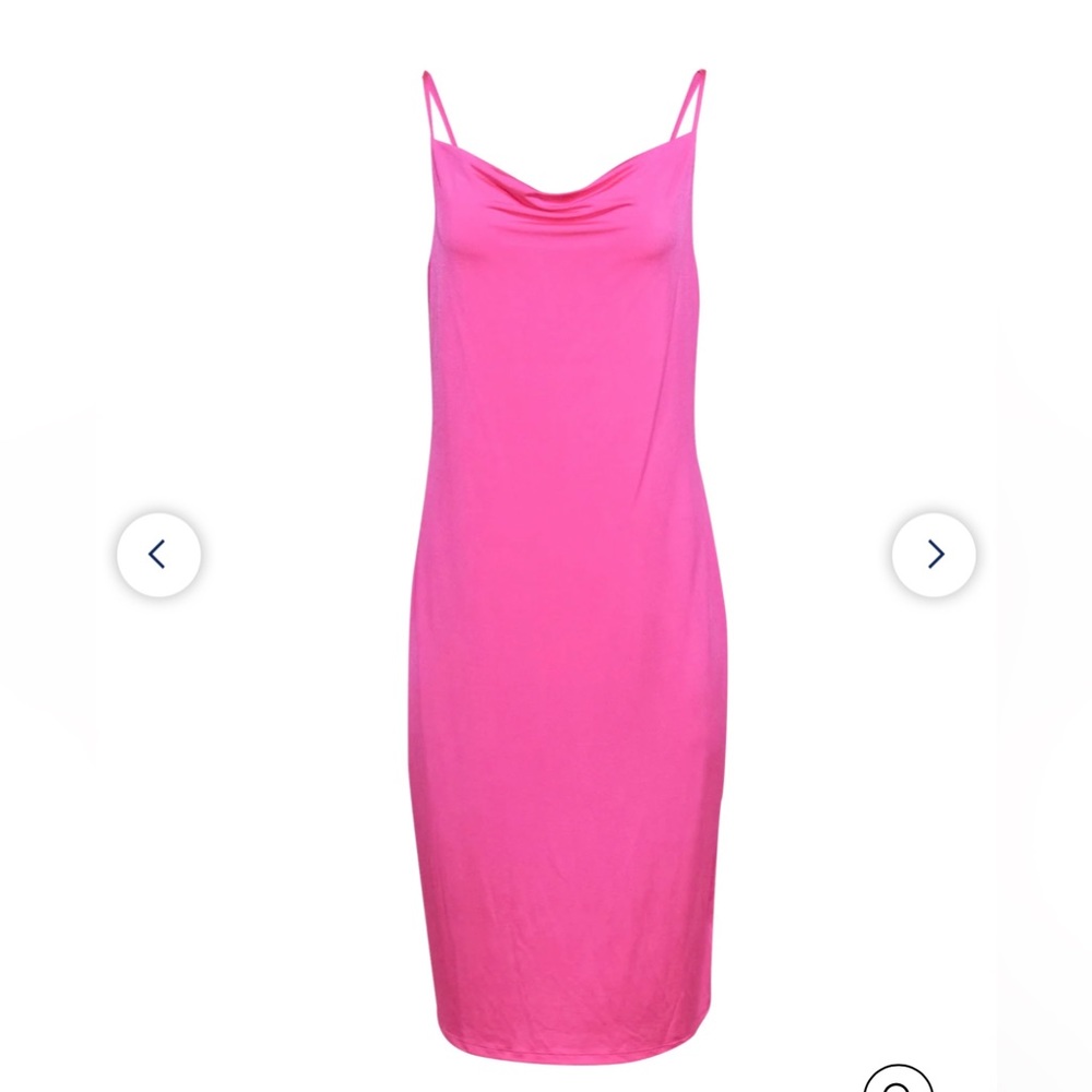 L'Agence - Hot Pink Spaghetti Strap Midi Slip Dress - Size 4